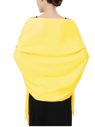 Luxurious Pashmina Feel Scarf & Shawl - Soft Solid Color Wrap for Weddings, Evening Dresses, Gifts - color: Gold