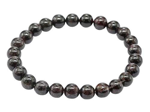 Amazing Gemstone Crystal Bracelet for Women Men's Gifts - Protection Healing Crystal Bracelet - 8mm Gemstone Beaded Stretchable Bracelet Pulseras Para Hombres Mujer Stocking Stuffers Mothers Day Gift (Garnet) - color: Garnet