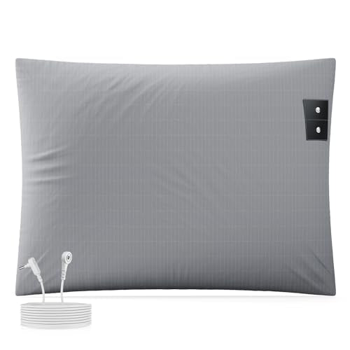 Grounding Pillowcase 20x30 Inch Gray, Conductive Grounding Pillowcase with 10% Silver Fiber, Soft, Skin-Friendly Fabric for Static Release