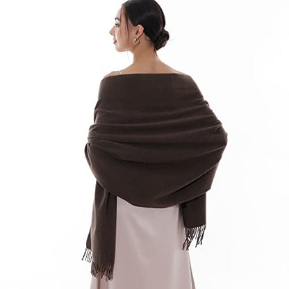 RIIQIICHY Winter Scarfs for Women Pashmina Shawls Wraps for Evening Dresses Large Warm Soft Scarves - color: Coffee