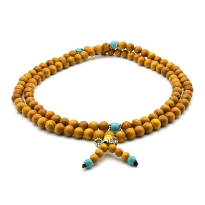 Zen Dear Natural Golden Sandalwood Mexican Bocote Mala Prayer Bead Bracelet Link Wrist Necklace Mala Beads - style: 8mm 108 beads special