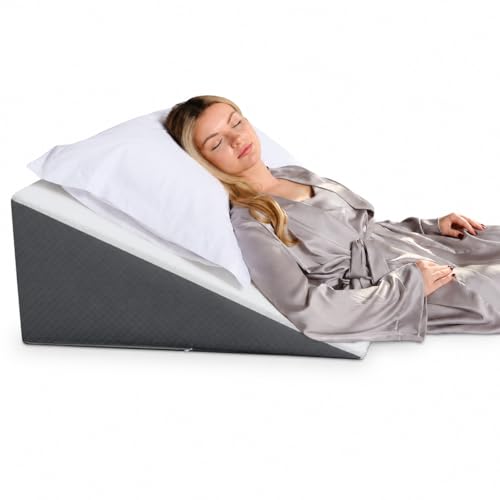 Kolbs Bed Wedge Pillow for Sleep Apnea, FSA Eligible Acid Reflux, and Back Pain Relief, with Chic Jacquard Cover - Headboard Wedges for Sleeping (Standard Wedge 12" Height) - size: Standard Wedge 12" Height