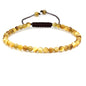 Keleny Natural Gemtones 4mm Round Beads Crystal Adjustable Braided Macrame Tassels Bracelets Unisex - color: Gold Tiger Eye