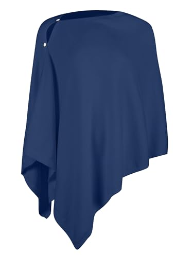 Lacretazhi Women'S Shawl Wraps Poncho Sweater Lightweight Knit Scarf With Buttons Versatile Cape Cardigan Spring Summer Fall - color: Ruby Blue