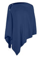 Lacretazhi Women'S Shawl Wraps Poncho Sweater Lightweight Knit Scarf With Buttons Versatile Cape Cardigan Spring Summer Fall - color: Ruby Blue