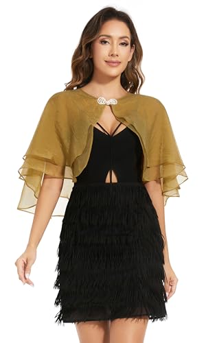 Women's Sheer Tencel Shawls and Wraps for Evening Dresses Soft Wedding Cape Lightweight Bridesmaid Scarves Cover Up - color: Dark Yellow