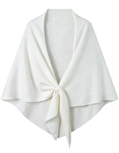 VENVSBEE Shawl Wraps For Women Soft Pashimina Cape Knitted Sweater Shawl Scarf Shoulder Wraps for Dresses - color: 01 White
