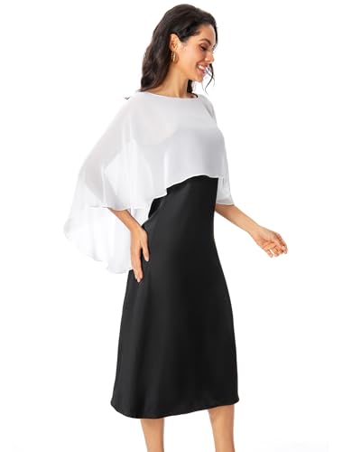 Baoqiya Women's Capelet Shawls and Wraps for Evening Dresses Soft Bridesmaid Shawl Chiffon Cape Wedding Cover Up - color: Ivory