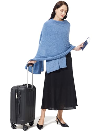 Soft Cashmere Blend Wrap Chic Scarf Stole for Women Wayfarer Travel Extra Large 87"x28" - color: Mottle Blue