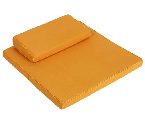 Portable Foldable Floor Cushion Made of Coconut Fiber and Linen, Square, Handmade, Meditation Mat, Large Meditation Cushion(Size:60x60cm(24x24inch),Color:Yellow-2) - color: Yellow-2, size: 60x60cm(24x24inch)