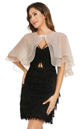 Women's Sheer Tencel Shawls and Wraps for Evening Dresses Soft Wedding Cape Lightweight Bridesmaid Scarves Cover Up - color: Champagne