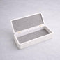 Modern Ribbed Storage Box (Matte Ivory Box, Ash Grey Suede) - color: Ash Grey Suede, style: Matte Ivory Box