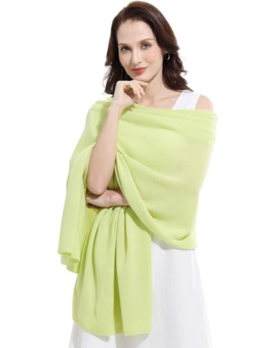 Soft Cashmere Blend Wrap Chic Scarf Stole for Women Wayfarer Travel Extra Large 87"x28" - color: Green Apple
