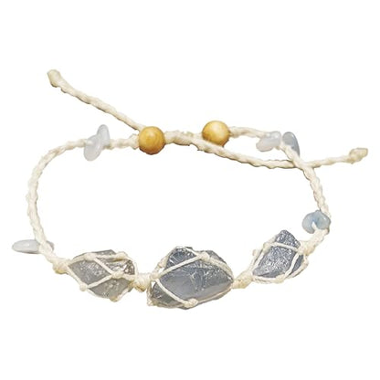 Crystal bracelet bracelet, amethyst, blue and green crystal. Handmade raw stone bracelet. Exquisite box packaging. Gifts for all occasions. - color: BLUE