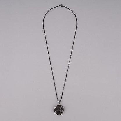COAI OM Buddha Prayer Necklace Black Obsidian Necklace for Men Women