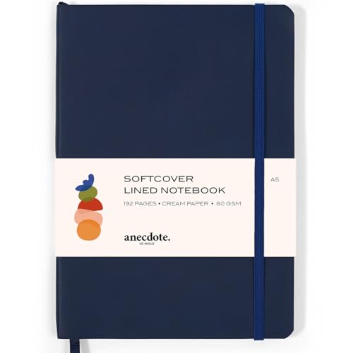 Softcover Ruled Journal with Thick 80 gsm Lined Cream Paper A5 size (8.3 inches x 5.4 inches) - Daily Writing Notebook for Travel, School and Office Use - Diary for Women and Men - Midnight Blue - color: Midnight Blue