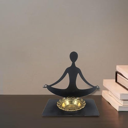 Fenteer Yoga Holder Burner Decorative Iron Art Abstract Figure Table Centerpiece Desktop Ornament for Living Room SPA, Style B