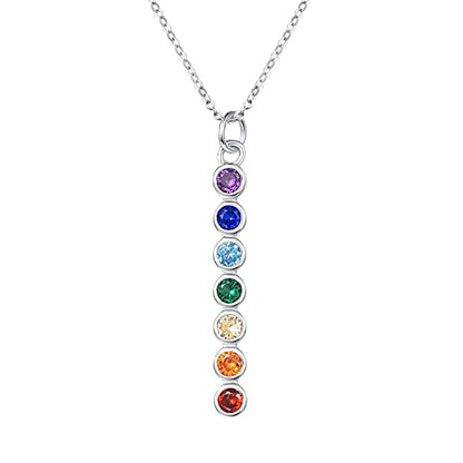 TANGPOET 7 Chakra Necklace for Women 925 Sterling Silver Healing Stone Pendant Necklace Reiki Meditation Jewelry Gifts for Mom Wife Yoga Lover Birthday Christmas Stocking Stuffers