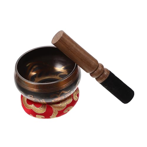 Singing Bowl Meditation Kit Handcrafted Buddhist Bowl Yoga Decor Wood Rod for Relaxation Random Color