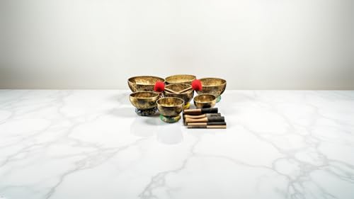 Chakra Healing Tibetan Singing Bowl - Set of 7 - Hand Hammered Tibetan Meditation Singing Bowl Nepal