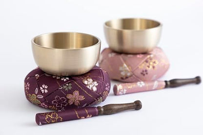 Orin Bell Japanese Buddhist Bell,Mat,bar Set Made in Japan Takaoka, Pink,2.99inch