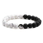 Fashion Men Women Taiji Yin Yang Feng Shui Charm Bracelet Natural White Turquoise and Black Beaded Couple Bracelets Friendship Distance Bracelet Jewelry - color: White Black