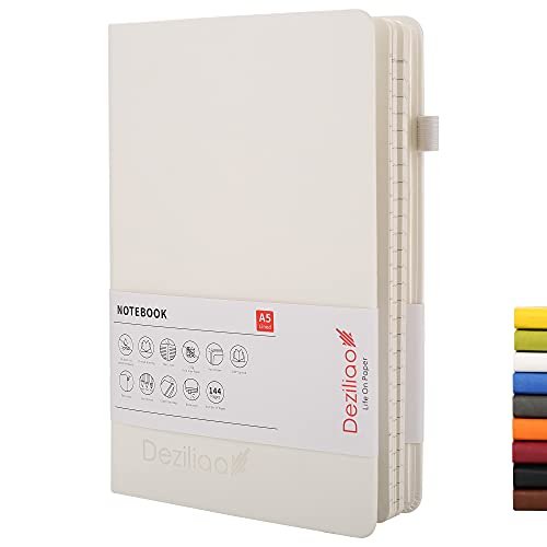 Lined Journal Notebooks with Pen Loop, Hardcover Notebook Journal for Work, 100Gsm Premium Thick Paper with Inner Pocket, Medium 5.7"x8.4", （White, Ruled） - color: White