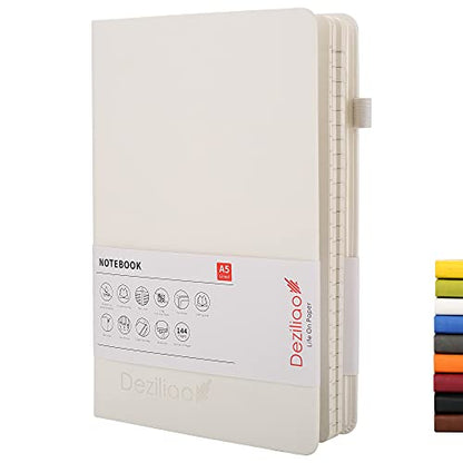 Lined Journal Notebooks with Pen Loop, Hardcover Notebook Journal for Work, 100Gsm Premium Thick Paper with Inner Pocket, Medium 5.7"x8.4", （White, Ruled） - color: White