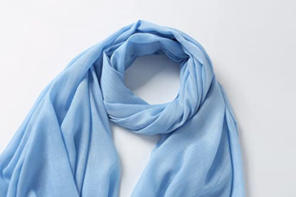 Jeelow Solid Color Scarf Wrap Shawl for Women Men – Soft Lightweight Head Scarf, All Season, Travel Beach Office Daily Wear - color: Blue