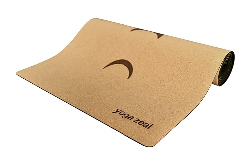 Yoga Mats By Yoga Zeal - Luxuriously Soft, Thick, Non-Slip, Hot Yoga Mat. Eco Printed. Designed to grip better with a sweaty yoga practice! - color: 5MM Cork