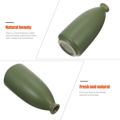 Toyvian Ceramic Zen Vase Green Dried Flower Vase Tabletop Artistic Home Décor for Desktop Arrangement and Meditation Space Decoration