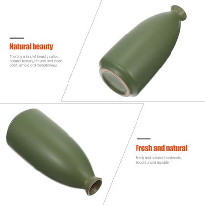 Toyvian Ceramic Zen Vase Green Dried Flower Vase Tabletop Artistic Home Décor for Desktop Arrangement and Meditation Space Decoration