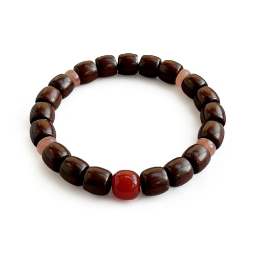 Authentic Red Sandalwood Bracelet for Men Women, Handmade Wood Bead Bracelet, Multiple Styles for Meditation, Daily Wear, Stress Relief & Gift - color: Sandalwood + Southern Red Agate