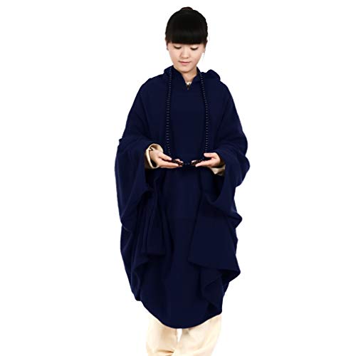 Meditation Buddhist Hooded Cloak Coat Women Men Outfit Oversize Coat - color: Blue, size: Medium
