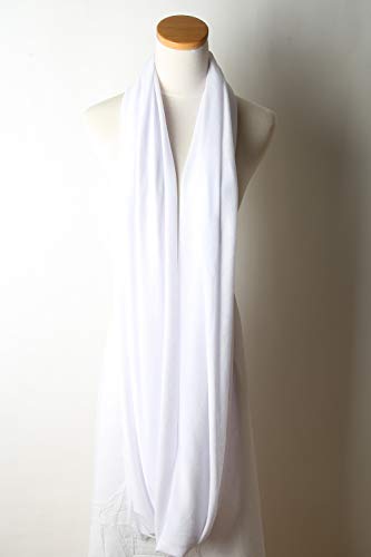 corciova Black Soft Girl Women Infinity Wrap Scarf Stretchy Jersey Knit Sleep Head Circle Scarf Continuous Loop Light Weight - color: 106 White