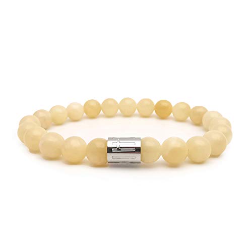 Morchic 8mm Genuine Gemstone Stretch Bracelet for Women Men Unisex, Natural Energy Crystal Stone Beads, Classic Simple Design Cuff Birthday Gift 7.5 Inch - color: Yellow Jade