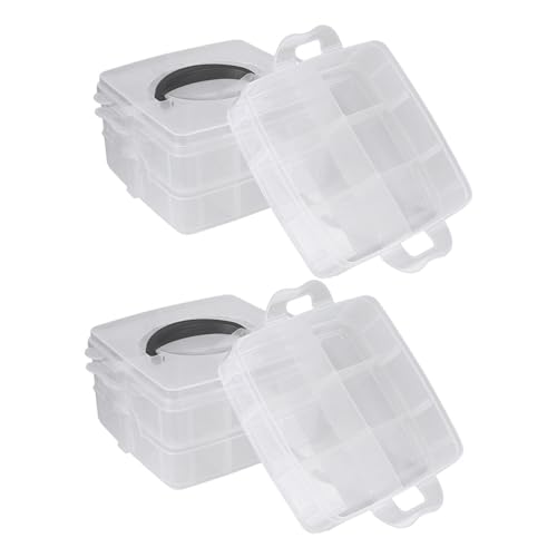 LIFKOME 2pcs Storage Boxes Detachable Compartments Capacity Jewelry Cosmetics Organizer Portable Lightweight Material