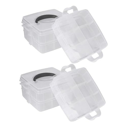 LIFKOME 2pcs Storage Boxes Detachable Compartments Capacity Jewelry Cosmetics Organizer Portable Lightweight Material