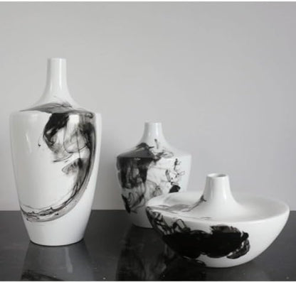 Vase Desktop Modern Ink Ceramic Living Room Entrance Flower Arrangement Desktop Decoration Chinese Study Zen Decoration
