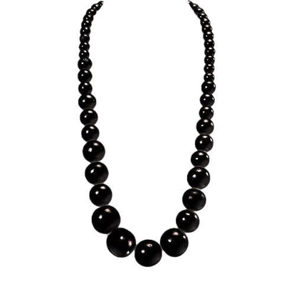 COLORFUL BLING Ethnic Natural Wood Beads Necklace for Men Women Africa Wooden Chain Chunky Strand Necklace Statement Hip Hop Jewelry - color: black 75cm