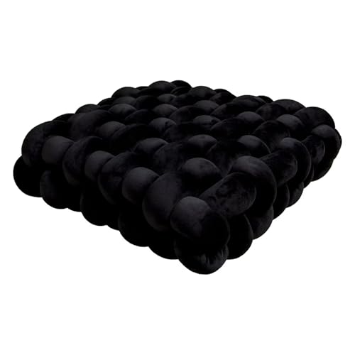 Knot Pillow Meditation Cushion Large Floor Cushions for Sitting Funky Throw Pillows Chair Pillows Soft Pads Square Knotted Seat Cushions Home Decoration Living Room Bedroom Sofa Couch Black - color: Black, size: 13*12*4.5"