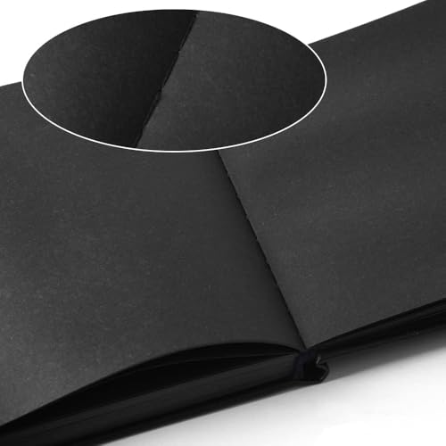 Mifuner Small 5x5 Black Notebooks 110gsm 82 Sheets/164 Pages mini blank sketchbooks Travel Journal Pocket Hardcover Paint Writing Notebook Blank Diary Memo Planner Sketchbook Black Paper - color: Black Paper-PU Cover