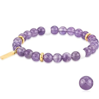 Natural Garnet Crystal Bracelet for Women & Men – Handmade Gemstone Beaded Stretch Bracelet, Polished Red Garnet Jewelry Gift, Root Chakra Stone for Confidence & Courage - color: Crown Chakra – Amethyst Arpeggio bracelet