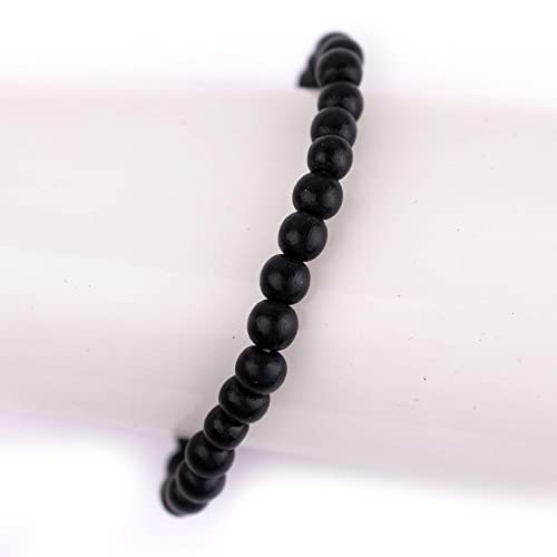 Wood Bead Bracelet - color: Black, size: Small Beads