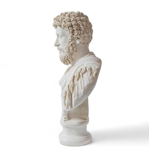Marcus Aurelius Bust - Elegant Marble Statue for Home Decor and Philosophy Book Collections | Inspirational for Stoicism and Meditations