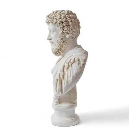 Marcus Aurelius Bust - Elegant Marble Statue for Home Decor and Philosophy Book Collections | Inspirational for Stoicism and Meditations