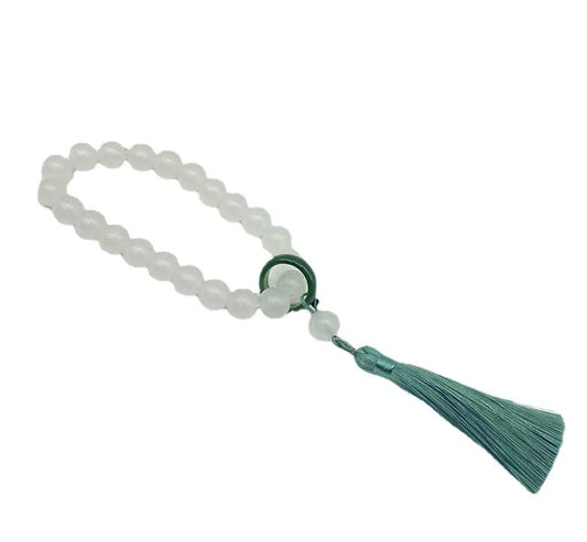Green Jade Stone 12mm Beads Tassel Bracelet Necklace Tibetan Buddhist Mala Buddha Charm Rosary Yoga Men Woman Jewelry (Color : D) - color: D