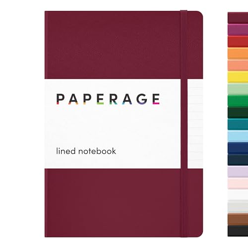PAPERAGE Lined Journal Notebook, Hardcover Journal for Women & Men, 160 Pages, (5.6 in x 8 in), College Ruled Journaling Notebook for Work, School Supplies & Note Taking, (Burgundy) - color: Burgundy, style: A. Lined