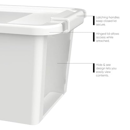Curver Set of 4 VersaBox Plastic Organization and Storage Box with Secure Latching Lid, White - size: XS & Small