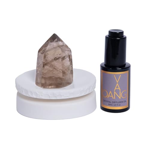 Van Dang Crystal Stone Meditation Set Smoky Quartz | Diffuser Oil Dropper Aromatherapy | Luxury Spiritual Home Decor Fragrance Gift Notes of Lavandin Nutmeg Tobacco Suede Vanilla (Smoky Quartz) - color: Smoky Quartz